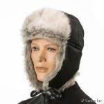 Ganka Fake Leather Hat w/Rabbit Fur